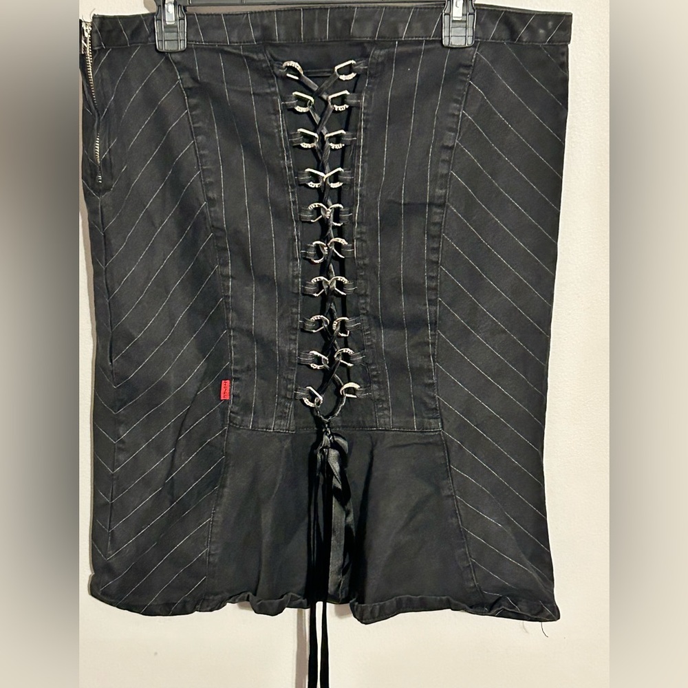 2X Tripp NYC corset back pinstripe sexy goth skirt XXL